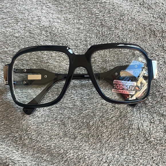 MEN’S GLOSSY BLACK & SILVER RETRO  GAZELLE GLASSES *NEW* - Picture 5 of 9